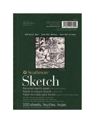 Strathmore Series 400 Premium Recycled Sketch Pads 5 1/2 In. X 8 1/2 In. 100 Sheets [Pack Of 3] (3PK-457-5-1)