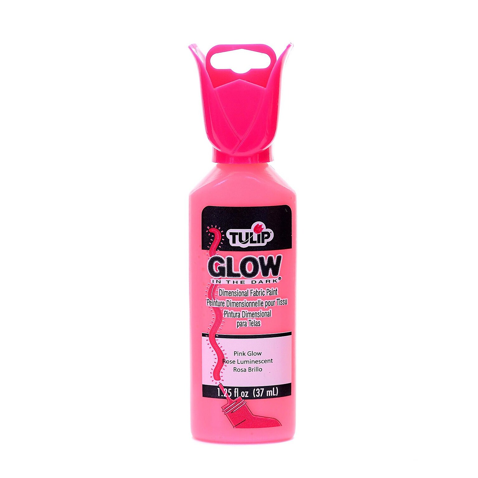 Tulip Glow In The Dark Dimensional Fabric Paint Pink 1 1/4 Oz. [Pack Of 6] (6PK-29018)
