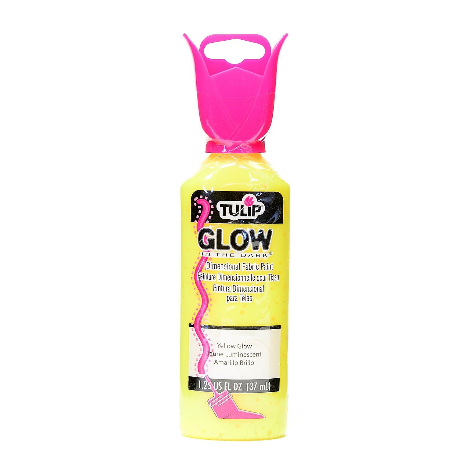 Tulip Glow In The Dark Dimensional Fabric Paint Yellow 1 1/4 Oz. [Pack Of 6] (6PK-65175)