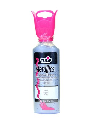Tulip Metallic Dimensional Fabric Paint Silver 1 1/4 Oz. [Pack Of 6] (6PK-65407)