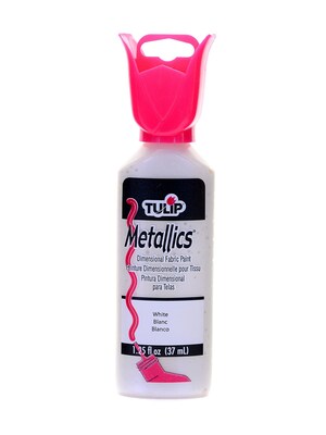 Tulip Metallic Dimensional Fabric Paint White 1 1/4 Oz. [Pack Of 6] (6PK-65400)