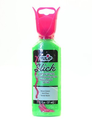 Tulip Slick Dimensional Fabric Paint Fluorescent Green 1 1/4 Oz. [Pack Of 6] (6PK-65042)