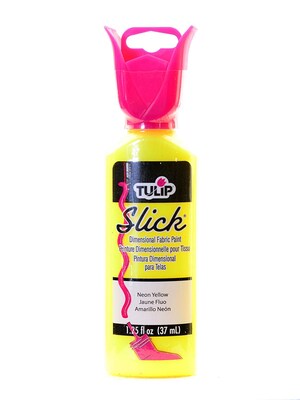 Tulip Slick Dimensional Fabric Paint Fluorescent Yellow 1 1/4 Oz. [Pack Of 6] (6PK-65041)