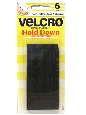 Velcro Heavy Duty Hold Down General Purpose Adhesive, Black, 6/Pk (6PK-90117)