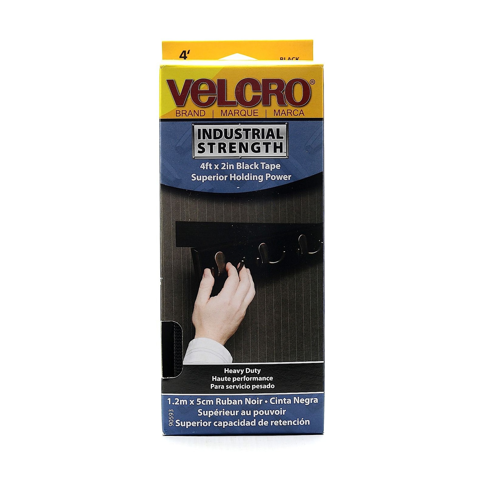 Velcro® Hook and Loop Strips Fastener Roll, 2 x 1.33 yds., Black (90593)