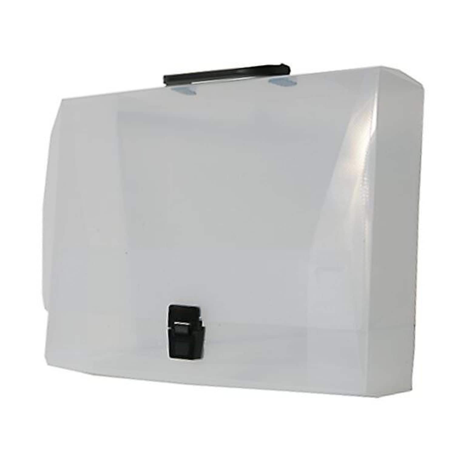 JAM Paper® Plastic Portfolio Briefcase with Handles, Wide, 12 3/4 x 9 1/2 x 3, Clear, Sold Individually (343576)