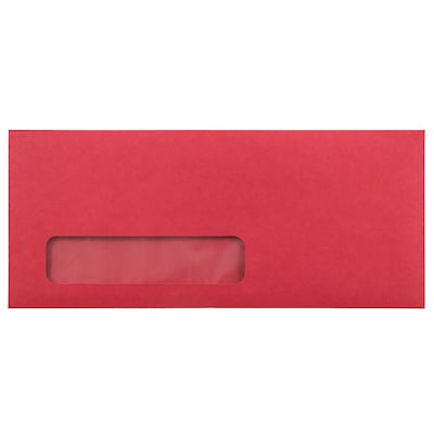 JAM Paper #10 Window Envelope, 4 1/8 x 9 1/2, Red, 25/Pack (1531052)