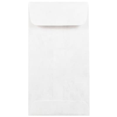JAM Paper #7 Coin Tear-Proof Open End Envelopes, 3.5 x 6.5, White, 50/Pack (2131076C)