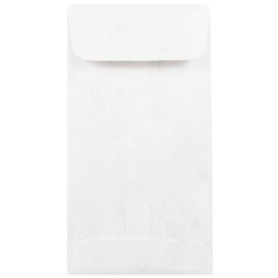 JAM Paper #7 Coin Tear-Proof Tyvek Open End Envelopes, 3.5 x 6.5, White, 50/Pack (2131076C)