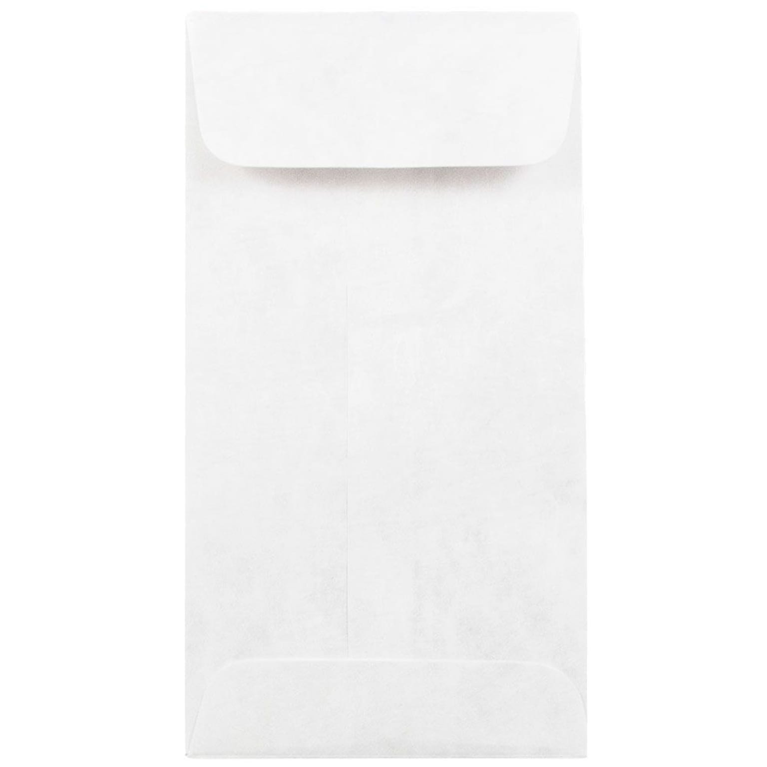 JAM Paper® #7 Coin Tyvek Tear-Proof Open End Envelopes, 3.5 x 6.5, White, 250/Box (2131076I)