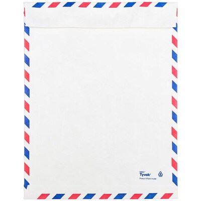 JAM Paper Tear-Proof Tyvek Open End Catalog Envelopes, 10 x 13, White Airmail, 25/Pack (2131101)