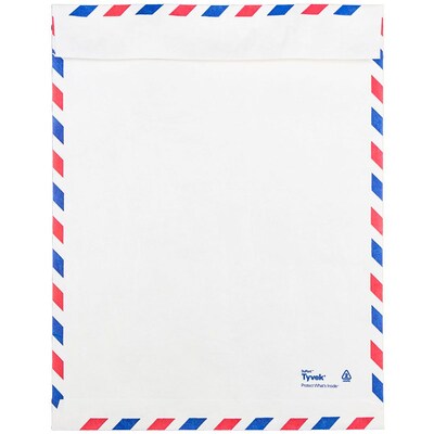 JAM Paper Tear-Proof Tyvek Open End Catalog Envelopes, 10 x 13, White Airmail, 50/Pack (2131101C)