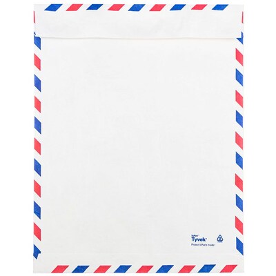 JAM Paper Tear-Proof Tyvek Open End Catalog Envelopes, 9 x 12, White Airmail, 50/Pack (2131102C)