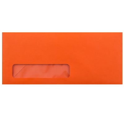 JAM Paper #10 Window Envelope, 4 1/8 x 9 1/2, Orange, 1000/Carton (5156477B)