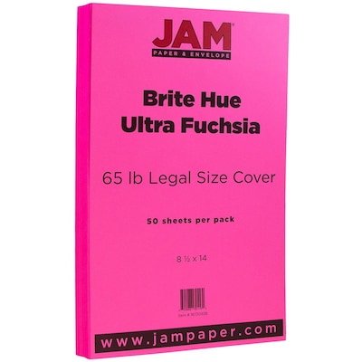 JAM Paper® 8 1/2 x 14 Legal Size Cardstock, Brite Hue Ultra Fuchsia Pink, 50/Pack (16730928)