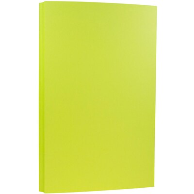 JAM Paper® 8 1/2" x 14" Legal Size Cardstock, Brite Hue Ultra Lime Green, 50/Pack (16730929)