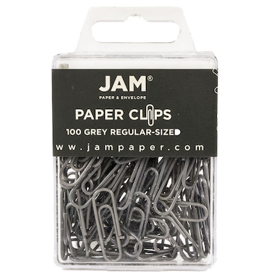 JAM Paper Small Paper Clips, Grey, 100/Pack (21830626)