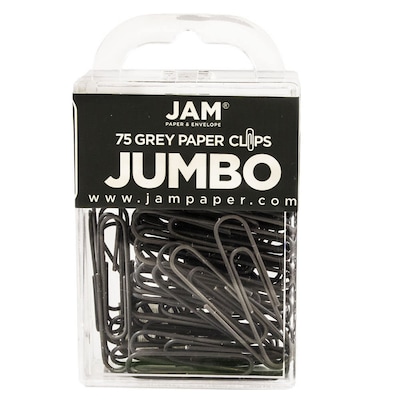 JAM Paper Jumbo Paper Clips, Grey, 75/Pack (21830628)