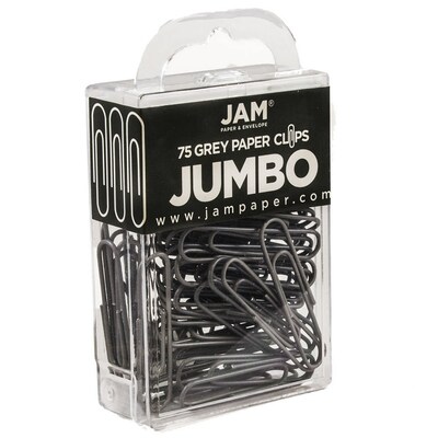 JAM Paper Jumbo Paper Clips, Grey, 75/Pack (21830628)
