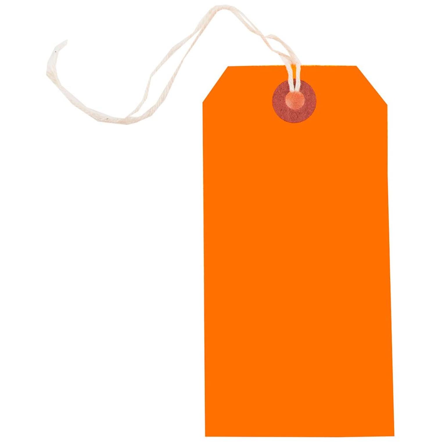 JAM Paper® Gift Tags with String, Medium, 4 3/4 x 2 3/8, Neon Orange, 100/Pack (91931039B)