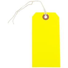 JAM Paper® Gift Tags with String, Medium, 4 3/4 x 2 3/8, Neon Yellow, 100/Pack (91931040B)