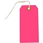 JAM Paper® Gift Tags with String, Medium, 4 3/4 x 2 3/8, Neon Pink, 100/Pack (91931041B)