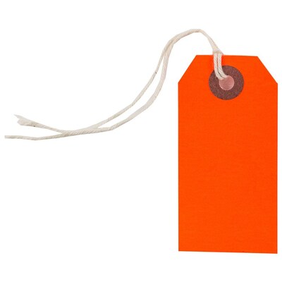 JAM Paper® Gift Tags with String, Small, 3 1/4 x 1 5/8, Neon Red, 10/Pack (91931043)