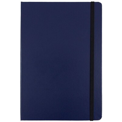 JAM Paper Hardcover Notebook with Elastic, Large Journal, 5 7/8 x 8 1/2, Blue, 100 Lined Sheets, Sold Individually (340526607)