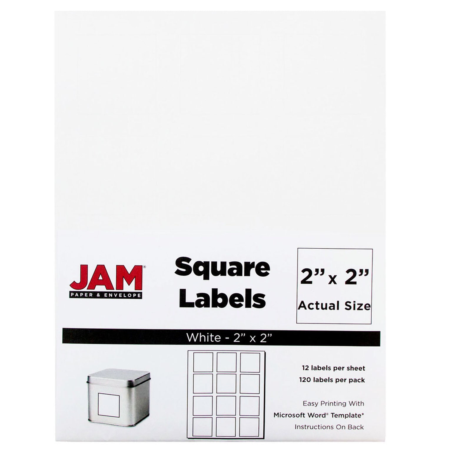 JAM Paper® Square Address Labels, 2 x 2, White, 120/Pack (367831069)