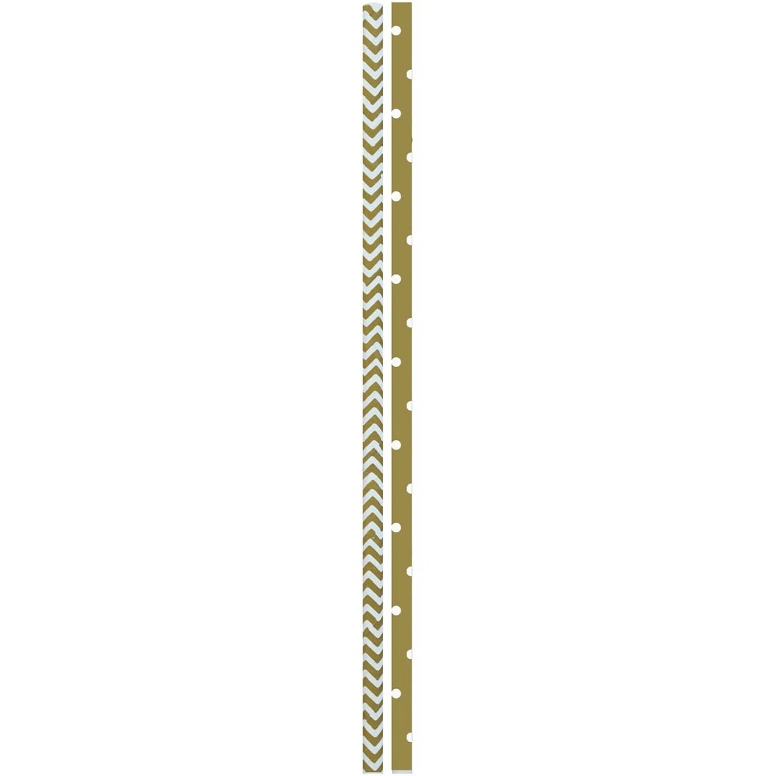 JAM Paper® Color Paper Straws, 7 3/4 x 1/4, Gold Stripes and Dots, 24/Pack (52662006968)