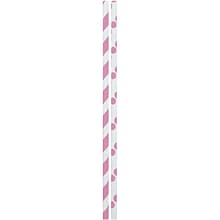 JAM Paper® Color Paper Straws, 7 3/4 x 1/4, Pink Stripes and Dots, 24/Pack (52662006970)