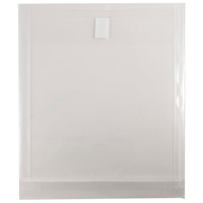 JAM Paper® Plastic Envelopes with Hook & Loop Closure, 9.75 x 11.75 with 1 Inch Expansion, Clear, 12