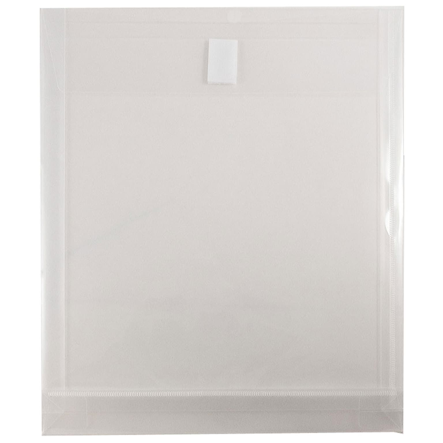 JAM Paper® Plastic Envelopes with Hook & Loop Closure, 9.75 x 11.75 with 1 Inch Expansion, Clear, 12/Pack (118V1CL)