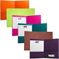 JAM Paper® Premium Matte Colored Cardstock Two-Pocket Presentation Folders, Assorted Fashion Colors, 6/Pack (166628FASSRT)