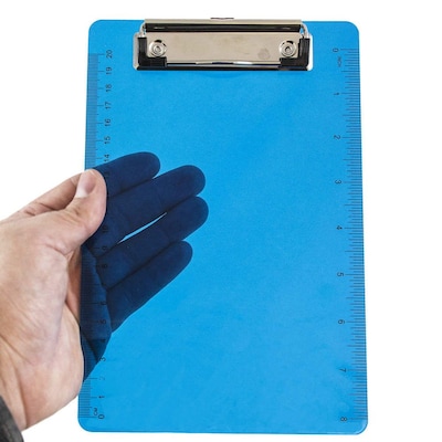 JAM Paper® Small Plastic Clipboards, 6 x 9, Blue, 12/PK (331CPMBUA)