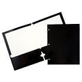 JAM Paper® Laminated Glossy 3 Hole Punch Two-Pocket School Folders, Black, Bulk 50/Box (385GHPBLC)
