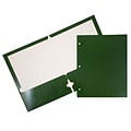 JAM Paper Laminated Glossy 3 Hole Punch 2-Pocket Folders, Green, 25/Pack (385GHPGRD)