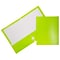 JAM Paper Laminated Glossy 3 Hole Punch 2-Pocket Folders, Lime Green, 25/Pack (385GHPLID)