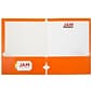 JAM Paper® Laminated Glossy 3 Hole Punch Two-Pocket School Folders, Orange, Bulk 25/Pack (385GHPORD)