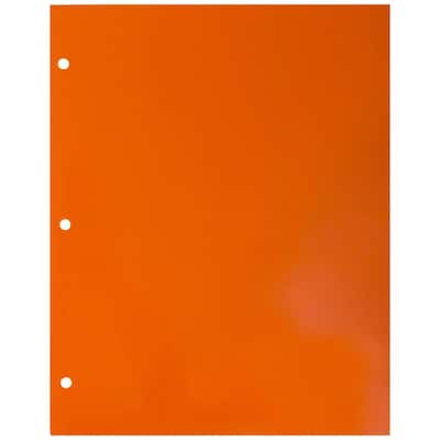 JAM Paper Laminated Glossy 3 Hole Punch Two-Pocket Folders, Orange, 100/Box (385GHPORB)