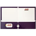 JAM Paper Laminated Glossy 3 Hole Punch 2-Pocket Folders, Purple, 25/Pack (385GHPPUD)