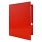 JAM Paper Laminated Glossy 3 Hole Punch Two-Pocket Folders, Red, 100/Box (385GHPREB)