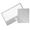JAM Paper® Laminated Glossy 3 Hole Punch Two-Pocket School Folders, Silver, 6/Pack (385GHPSIA)
