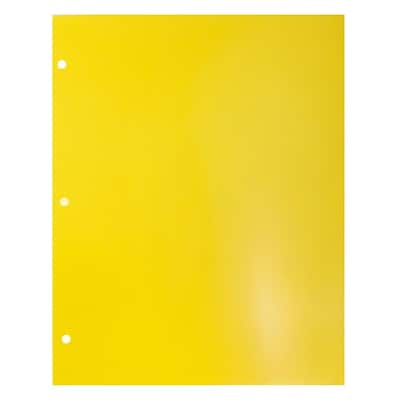 JAM Paper Laminated Glossy 3 Hole Punch Two-Pocket Folders, Yellow, 6/Pack (385GHPYEA)