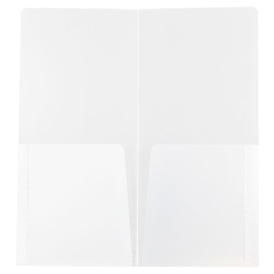 JAM Paper® Heavy Duty Plastic Two-Pocket Mini Folders, 4 1/4 x 9 1/8, Clear, 12/Pack (96450B)