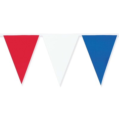 Amscan Plastic Pennant Banner, 18 x 120, Red/White/Blue (12173)