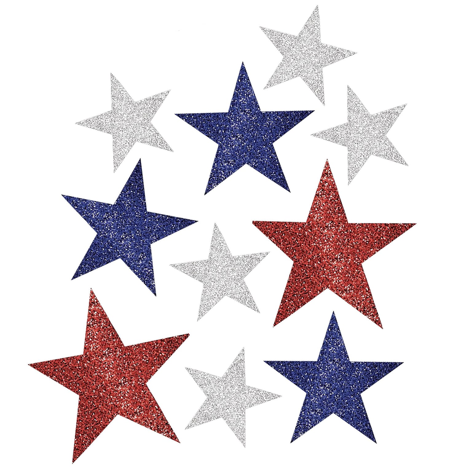 Amscan Patriotic Mini Glitter Cutouts, Red/Silver/Blue, 5/Pack (198360)