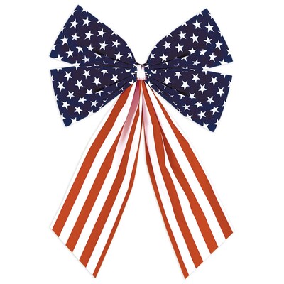 Amscan Flocked Bow, 10 x 7, Red/White/Blue, 10/Pack (240297)