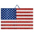 Amscan MDF Glitter Flag Sign, 9.25 x 14.25, Red/Silver/Blue, 6/Pack (241028)