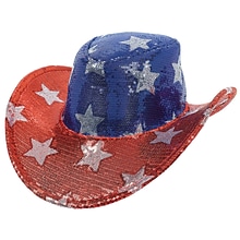 Amscan Sequin Cowboy Hat, 5 x 13, Red/Silver/Blue (250573)